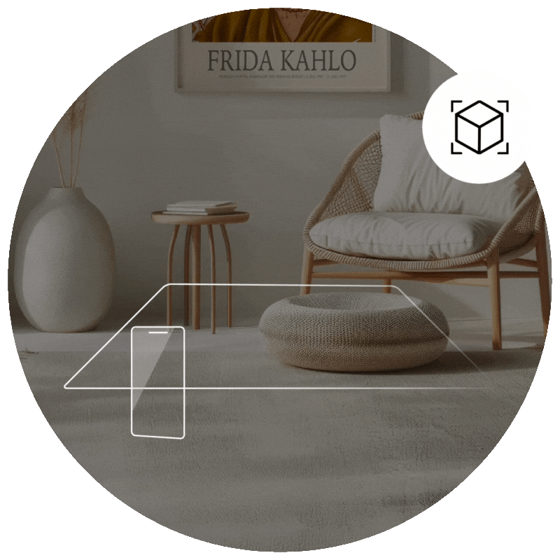 AR feature for placing artworks in a modernly furnished living room