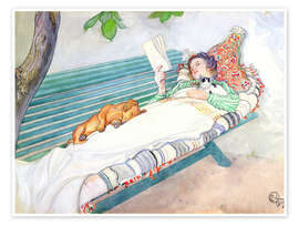 Wall art print Woman lying on a bench - Carl Larsson