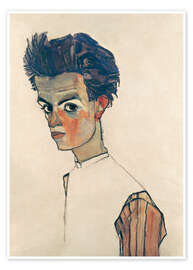 Wall art print Self-Portrait with Striped Shirt - Egon Schiele