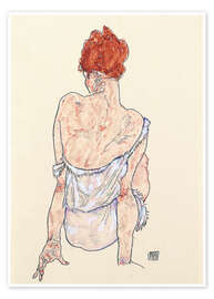 Wall art print Seated Woman in Underwear, Back View - Egon Schiele