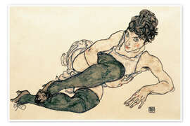 Wall art print Reclining Woman with Green Stockings - Egon Schiele