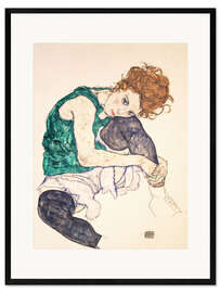 Framed art print Seated Woman with Bent Knee - Egon Schiele