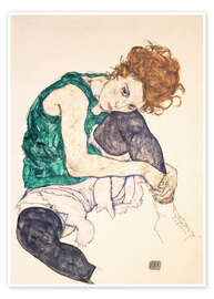 Wall art print Seated Woman with Bent Knee - Egon Schiele