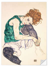 Wall sticker Seated Woman with Bent Knee - Egon Schiele