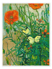 Wall art print Butterflies and poppies - Vincent van Gogh