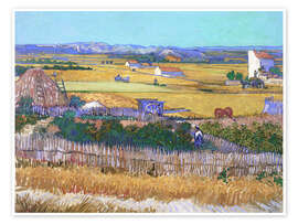 Wall art print Harvest Landscape with Blue Cart - Vincent van Gogh