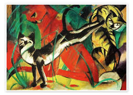 Wall art print Three cats - Franz Marc