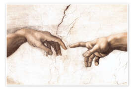 Wall art print The Creation of Adam (detail) - Michelangelo