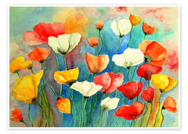Wall art print Colorful poppies - siegfried2838