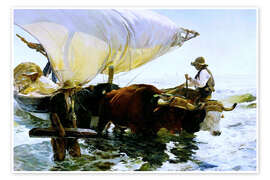 Wall art print Oxen pulling a fishing boat - Joaquín Sorolla y Bastida