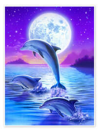 Wall art print Dolphins at midnight - Robin Koni
