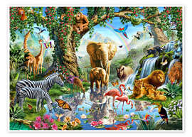 Wall art print The paradise of animals - Adrian Chesterman