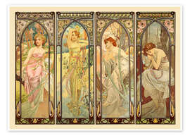 Wall art print The Four Times of the Day - Alfons Mucha