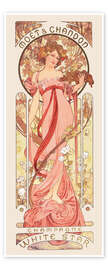 Wall art print Moet &amp; Chandon, white star, rose - Alfons Mucha