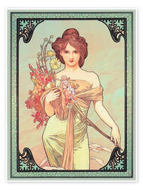 Wall art print The Four Seasons - Spring (detail) - Alfons Mucha