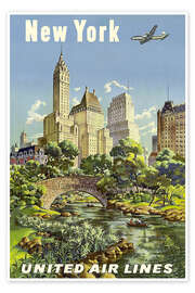 Wall art print New York United Airlines - Vintage Travel Collection