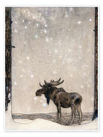 Wall art print Elk in the Snow - John Bauer