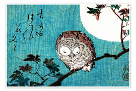 Wall art print Sleeping owl full moon - Utagawa Hiroshige