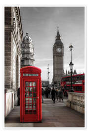 Poster London telephone box and Big Ben - Filtergrafia