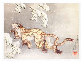 Wall art print Tiger in einem Schneesturm. Edo-Zeit, 1849 - Katsushika Hokusai