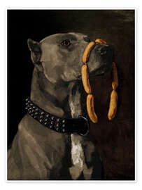 Wall art print Great Dane with sausages - Wilhelm Trübner