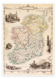 Poster Map Of Ireland by Thomas Wright (18th century) - Ken Welsh