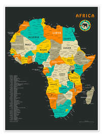 Poster Africa Map - Jazzberry Blue