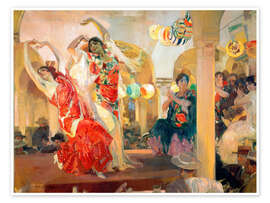 Wall art print Flamenco in the cafe Novedades - Joaquín Sorolla y Bastida