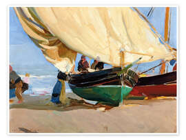 Wall art print Fishing, anchored boats, Valencia. - Joaquín Sorolla y Bastida