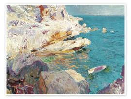 Wall art print Rocks at Jávea and the White Boat - Joaquín Sorolla y Bastida