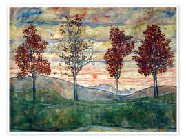 Wall art print Four trees - Egon Schiele