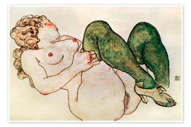 Wall art print Nude with green stockings - Egon Schiele
