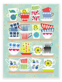 Wall art print Shelf of Scandinavian cups - Taika Tori