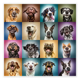 Wall art print Funny dog faces - Manuela Kulpa