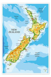 Poster Map of New Zealand