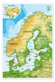 Poster Map of Scandinavia