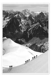 Poster Climbers on snowy mountains of Mont Blanc Massif - Peter Richardson