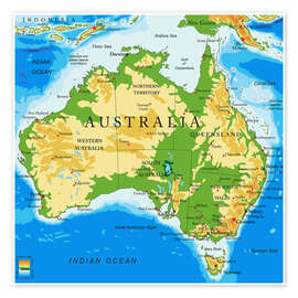 Poster Australia - Topographic Map