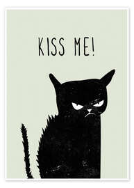 Wall art print Kiss Me (black cat) - Amy and Kurt