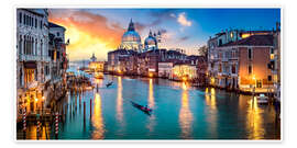Wall art print Grand Canal in Venice at night, Italy - Jan Christopher Becke