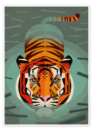 Wall art print Swimming tiger - Dieter Braun