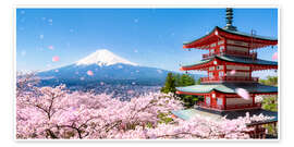 Wall art print Chureito pagoda with Mount Fuji in Fujiyoshida, Japan - Jan Christopher Becke