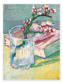 Wall art print Flowering almond branch in a glass with a book - Vincent van Gogh