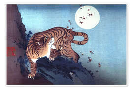 Wall art print The Tiger and the moon - Katsushika Hokusai