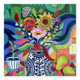 Wall art print August blooms - Janet Broxon