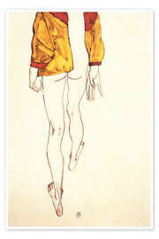 Wall art print Standing Half-Nude with a Brown Shirt - Egon Schiele