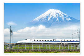 Wall art print Japanese bullet train passes Mount Fuji - Jan Christopher Becke