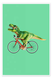 Wall art print T-Rex riding a bike - Jonas Loose