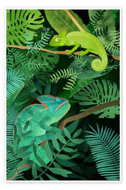 Wall art print Chameleons in the Foliage - Goed Blauw