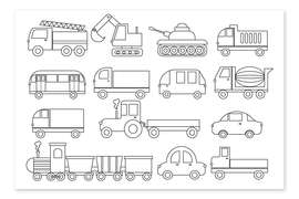 Colouring poster Vehicles / Transport